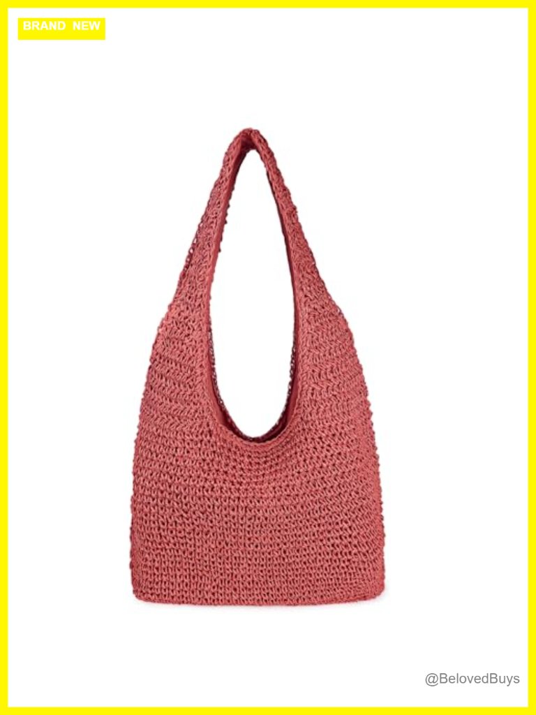 Straw Beach Bag Handwoven Woven Shoulder Hobo Tote Handbag Purse Summer
